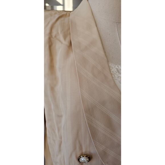 Vintage 80s Pinstripe Light Tan Suit Pants Jacket w/ Top Insert Women Sz 10 - Picture 3 of 13